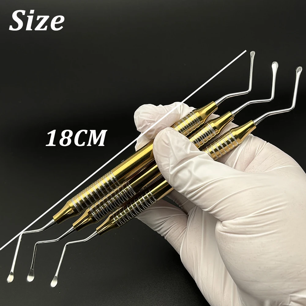 Dental Double Ends Curette Jagged Curettes Kit Dental Tooth Cleaning Excavator Restorative Spoon Implant Dentistry Lab Tool