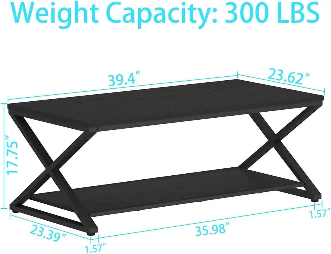 

Черный журнальный столик с полкой для хранения, современный металлический деревянный стол для гостиной, простой 2-х уровневый прямоугольный центральный стол