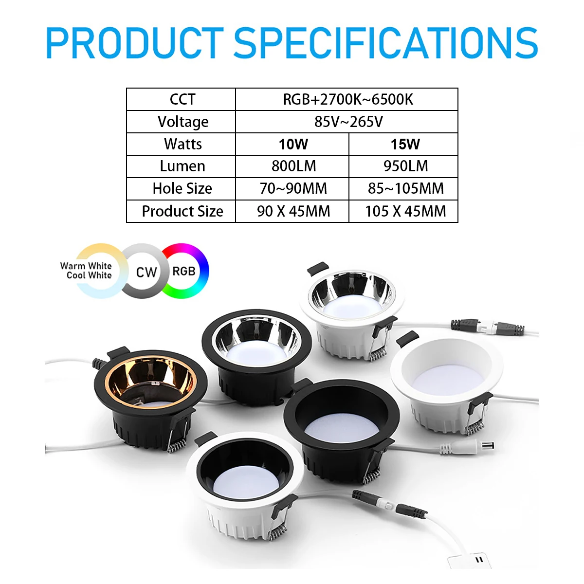 สมาร์ท LED RGB LED Light การควบคุมสมาร์ทโฟน10W 15W เชื่อมต่อ Gateway สำหรับ Google Home Voice ควบคุม