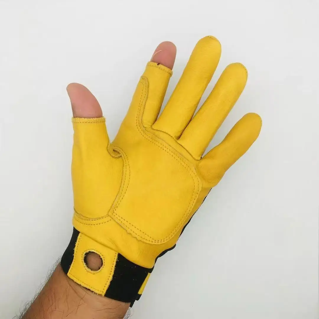 Outdoor Fingerless Cowhide Gloves for Rappelling, Climbing and High-altitude Work ，Suitable for men and women