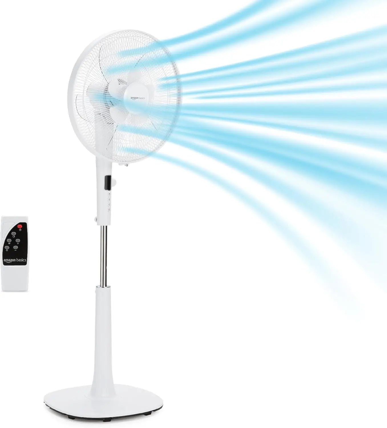 16-inch Quiet DC Motor Standing Floor Fan for Bedroom, 12 Speeds with Remote, 3 Modes, Adjustable Height, Dual-Layered Blades