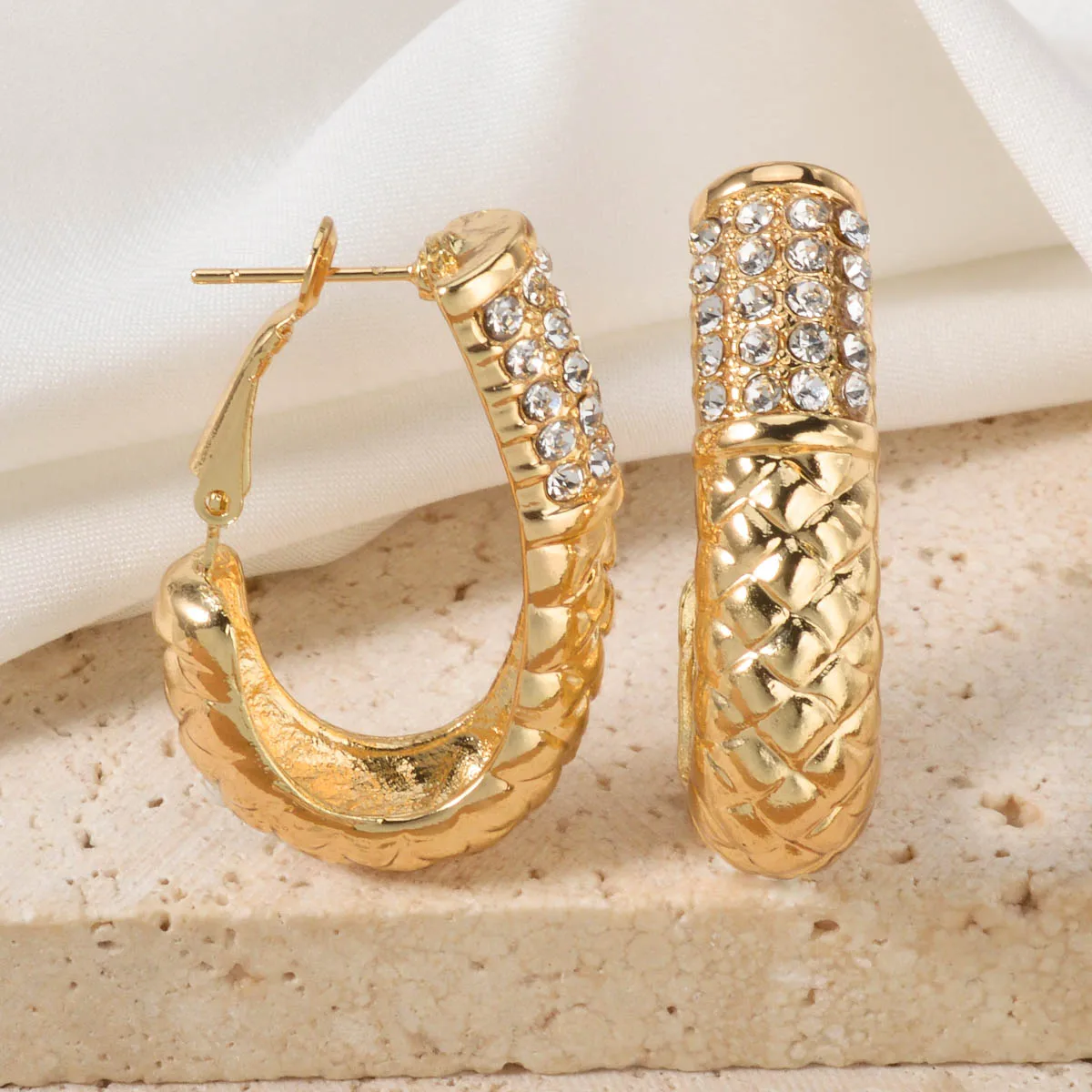 Luxury 18k Gold-plated Wedding Jewelry Set Round Necklace Bracelet Earrings Ring 4 Pcs Set Women Bridal Elegant Classic  Jewelry