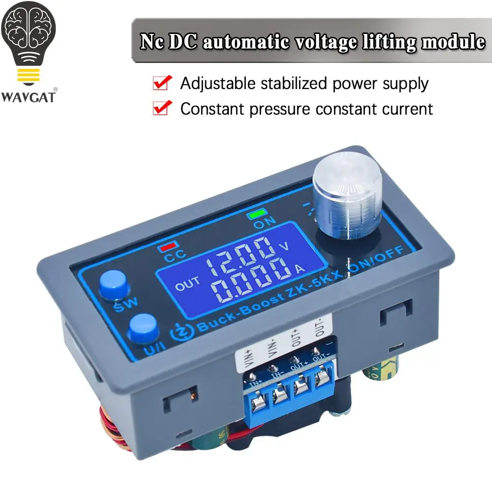 ZK-5KX DC DC Buck Boost Converter CC 0.6-36V 5A 5V 6V 12V 24V 80W moduł zasilania regulowany zasilacz laboratoryjny