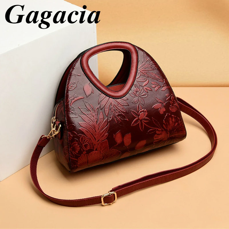 Gagacia Women\'s Top-handle Handbag High Quality ladies Retro Leather Shoulder Bags Vintage Chinese Style Crossbody Bag For Women