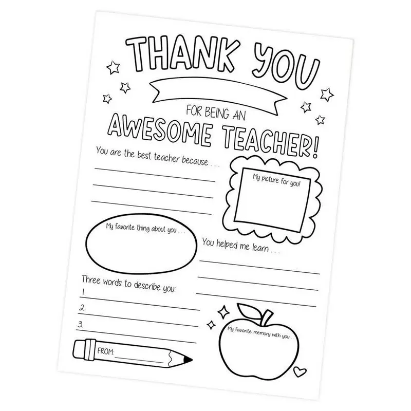 Teacher Thank You Cards For Coloring Class Kindergarten Card Fun Project Kids Teacher Appreciation Cards For Kids Children