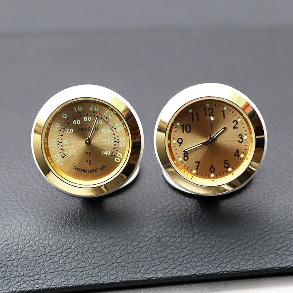 Fashion Car Ornament Creative Luminous Clock Thermometer Automobile Digital Pointer Watch Auto Interior Decoration Accessories
