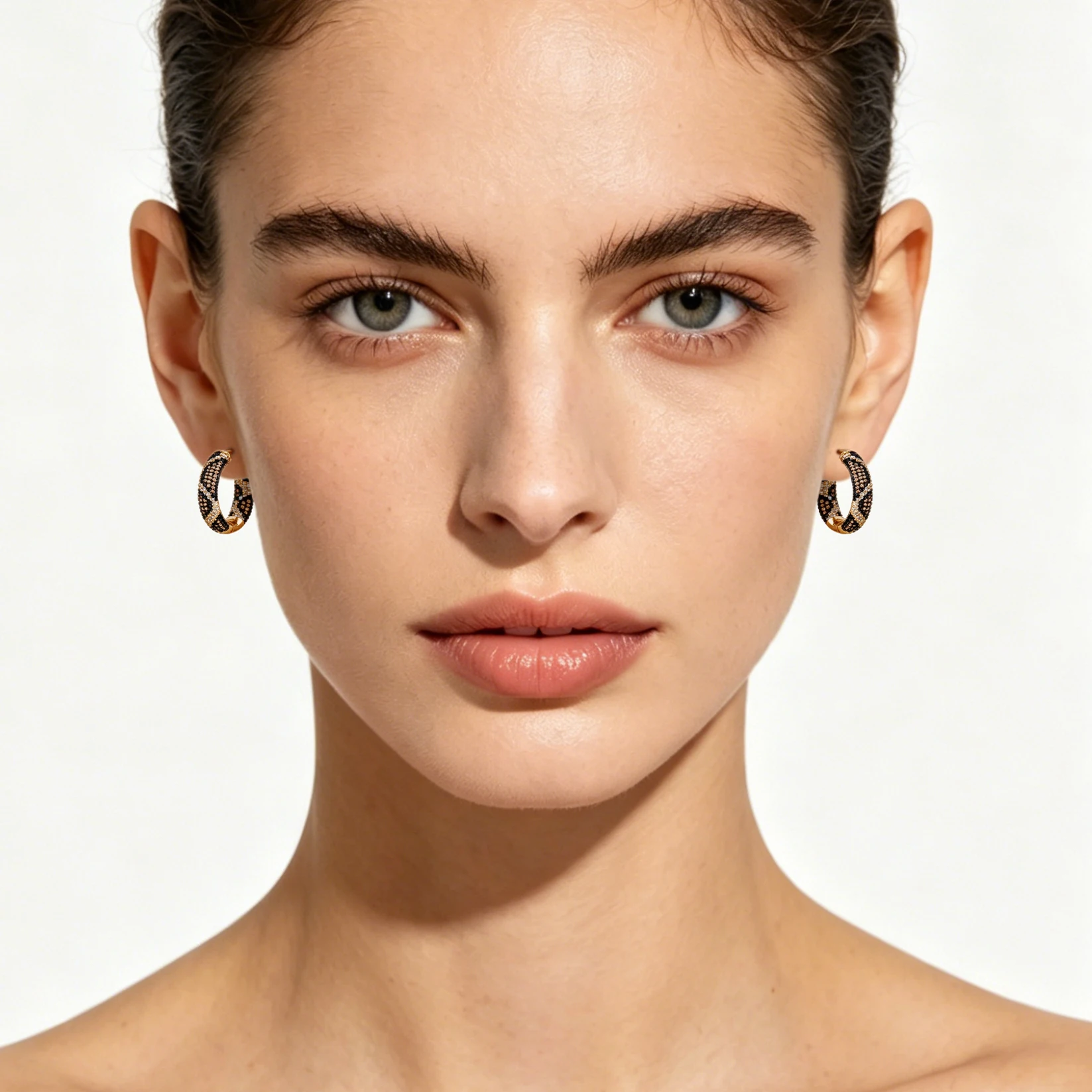 Women's Retro Leopard Python Pattern Zircon Round Hoop Earrings