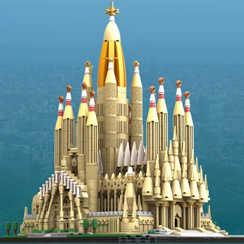 3099 sztuk Moc Sagrada Familia średniowieczna modułowość zamek architektura Model klocki montażowe klocki zabawki dla dzieci DIY prezenty