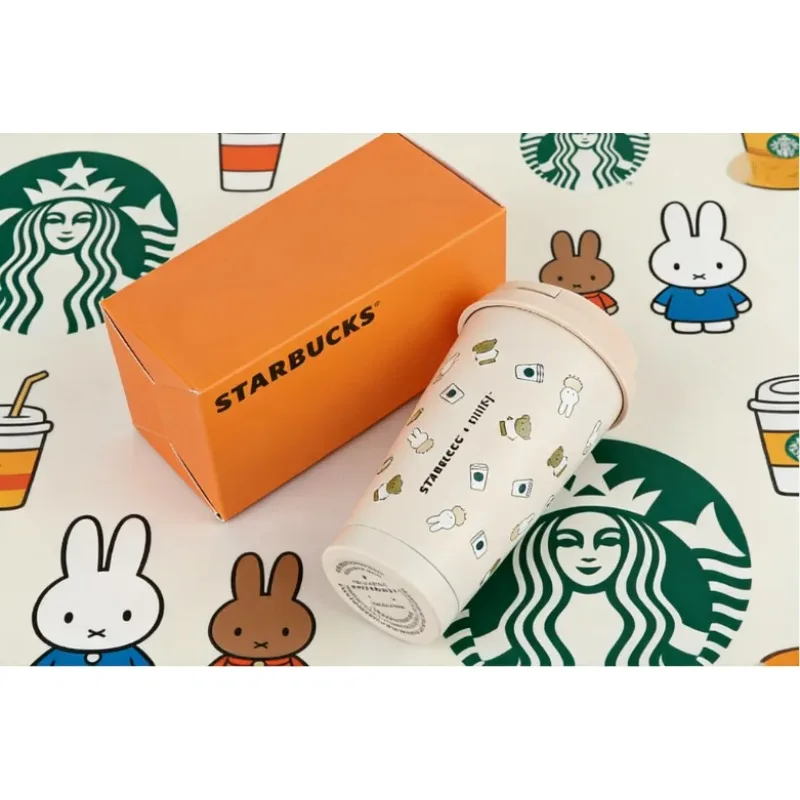 Taza Térmica de la Colaboración Starbucks Miffy, Botella de Agua Aislada Kawaii con Caja de Regalo para Uso Diario