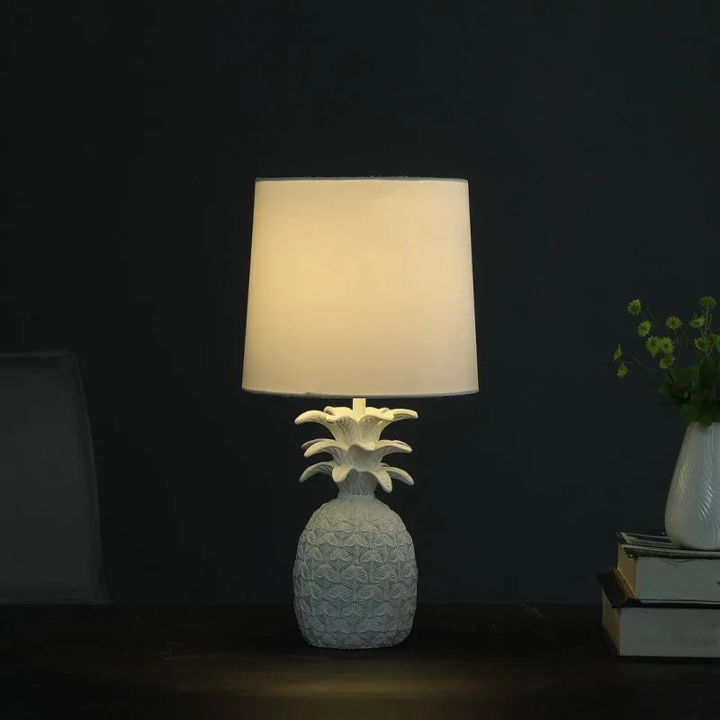 

Coastal White Tropical Pineapple Table Lamp New Design Modern Transitional Bedside Charming Home Bookcases Lighting