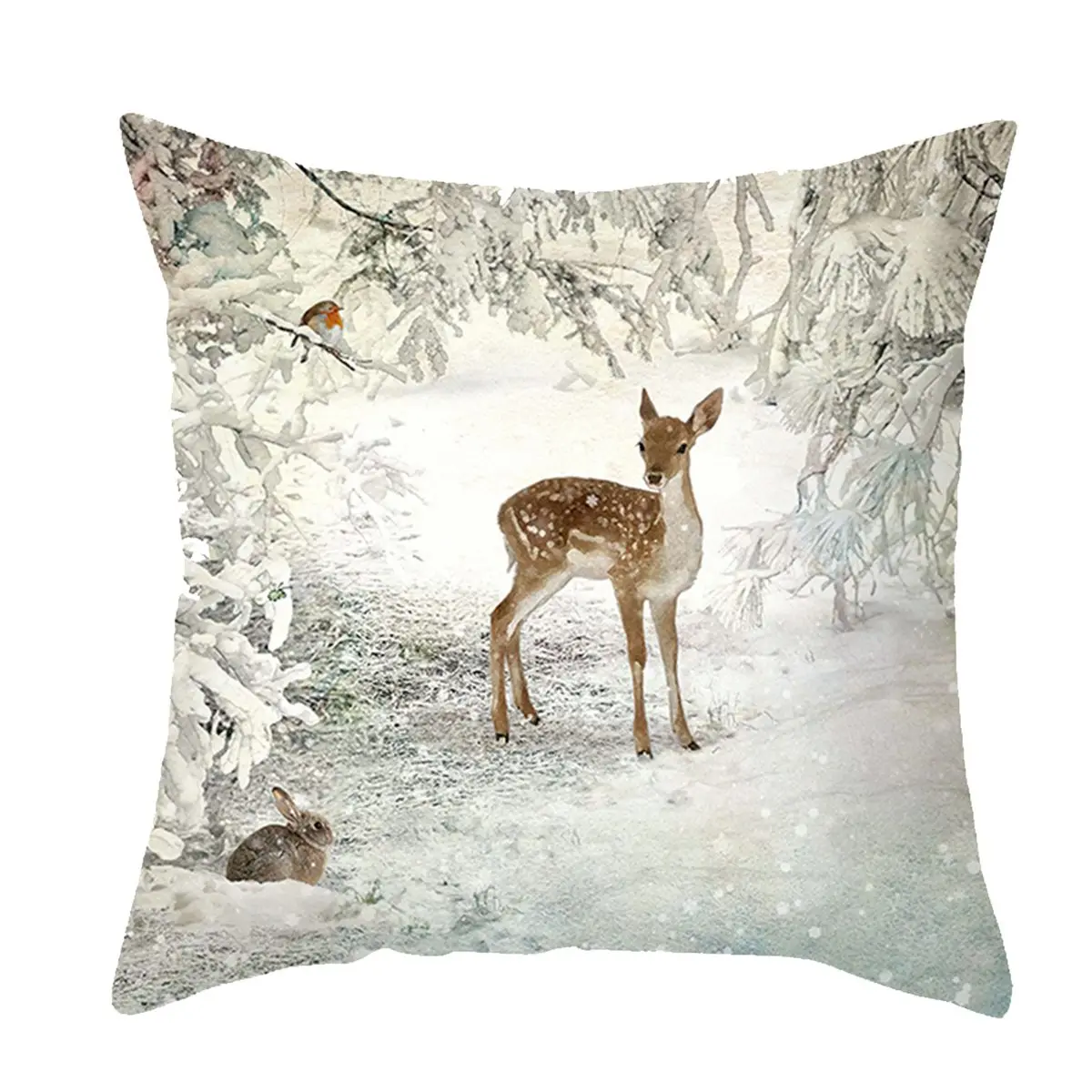 Christmas Cushion Cover Peach Skin Pillowcase Elk Throw Pillow 2023 Xmas Gifts Sofa Decorative Cushions Christmas Pillow Covers