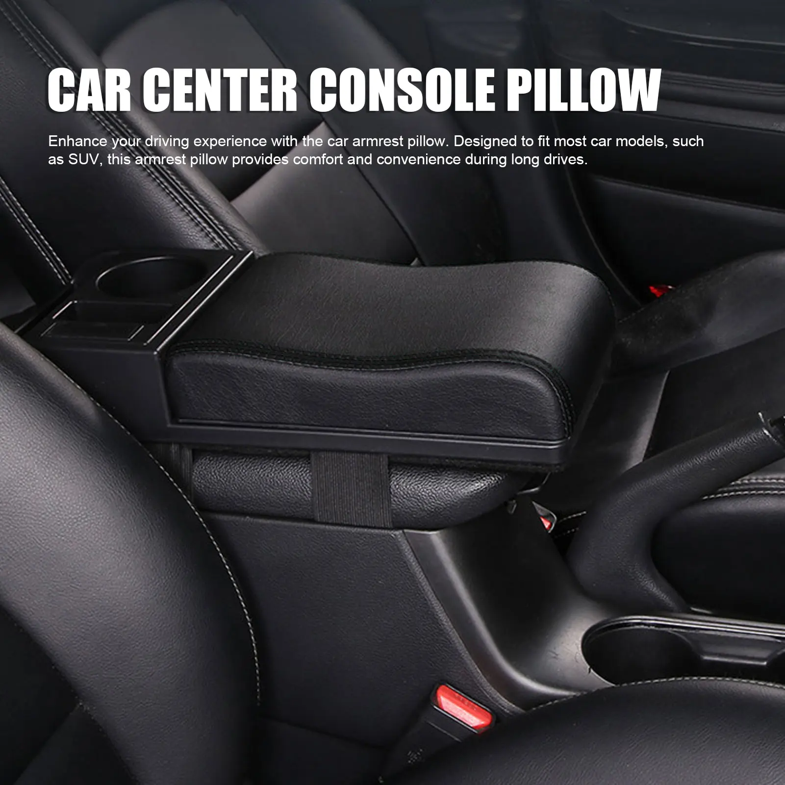Auto Center Console Armrest Cushion Car Armrest Storage Box Fine Stitches Comfortable  Adjustable Width for Vehicles
