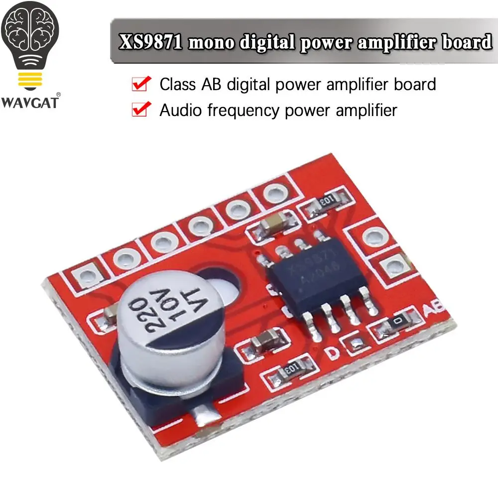 XS9871 Super Mini Digital Amplifier Board 1* 5W Class D Digital 2.5V To 5.5V Power Amplifier Board Efficient Class AB D Optional