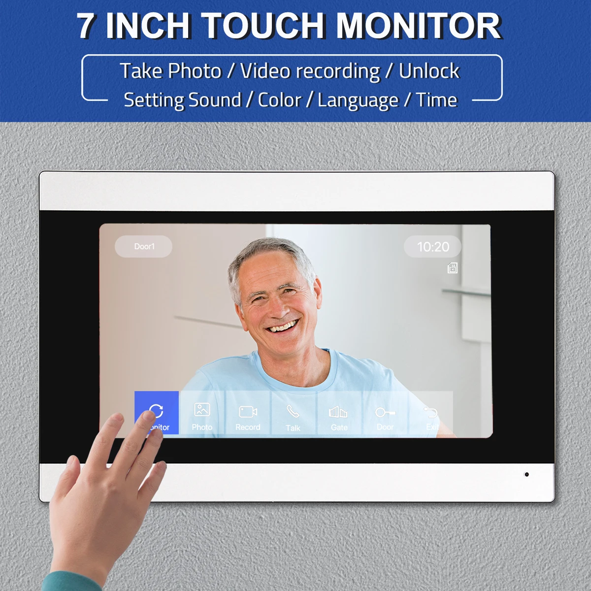 Wifi Video Intercom Doorbell System, Wifi IP Smart Video Door Phone Doorbell 7 Inch Monitor 1080P Camera 32G Card Tuya APP