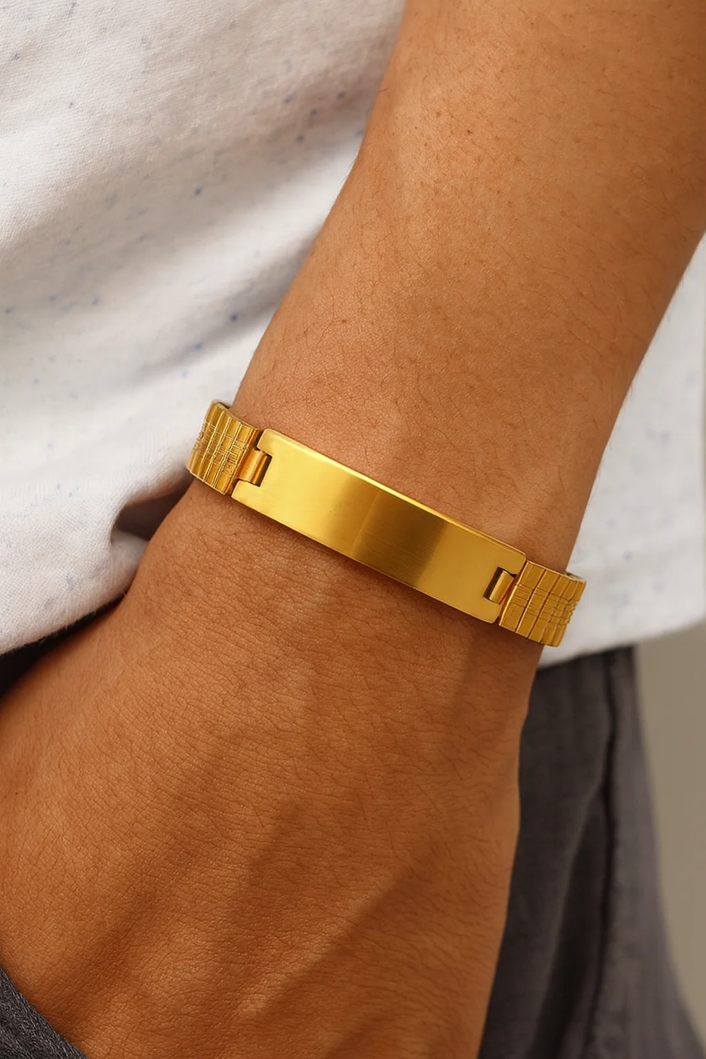 

Retro Stainless Steel Bracelet for Men, Titanium Watch Band Style Bangle, Vintage Adjustable Elastic Wristband Jewelry