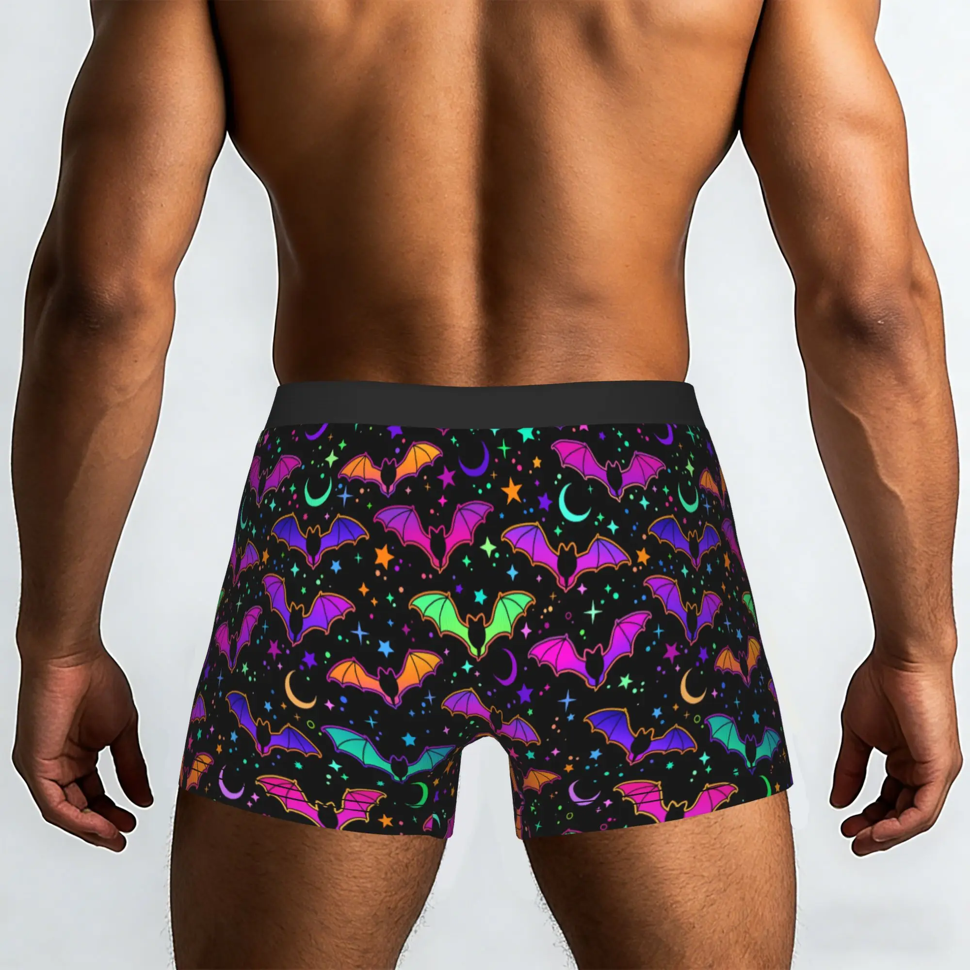 Custom Halloween Colorful Bats Underwear Men Breathable Witch Ghosts Boxer Briefs Shorts Panties Soft Underpants For Homme