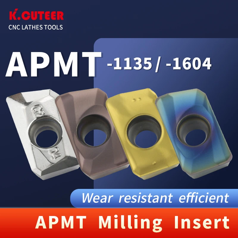 Ferramenta de Torneamento de Carboneto Inserir Apmt Face Mill Torno Ferramentas de Fresagem Cnc Cortador de Fresagem Cnc Ferramentas Apmt1135 Apmt1604 H01 Kt1505 Yz6020