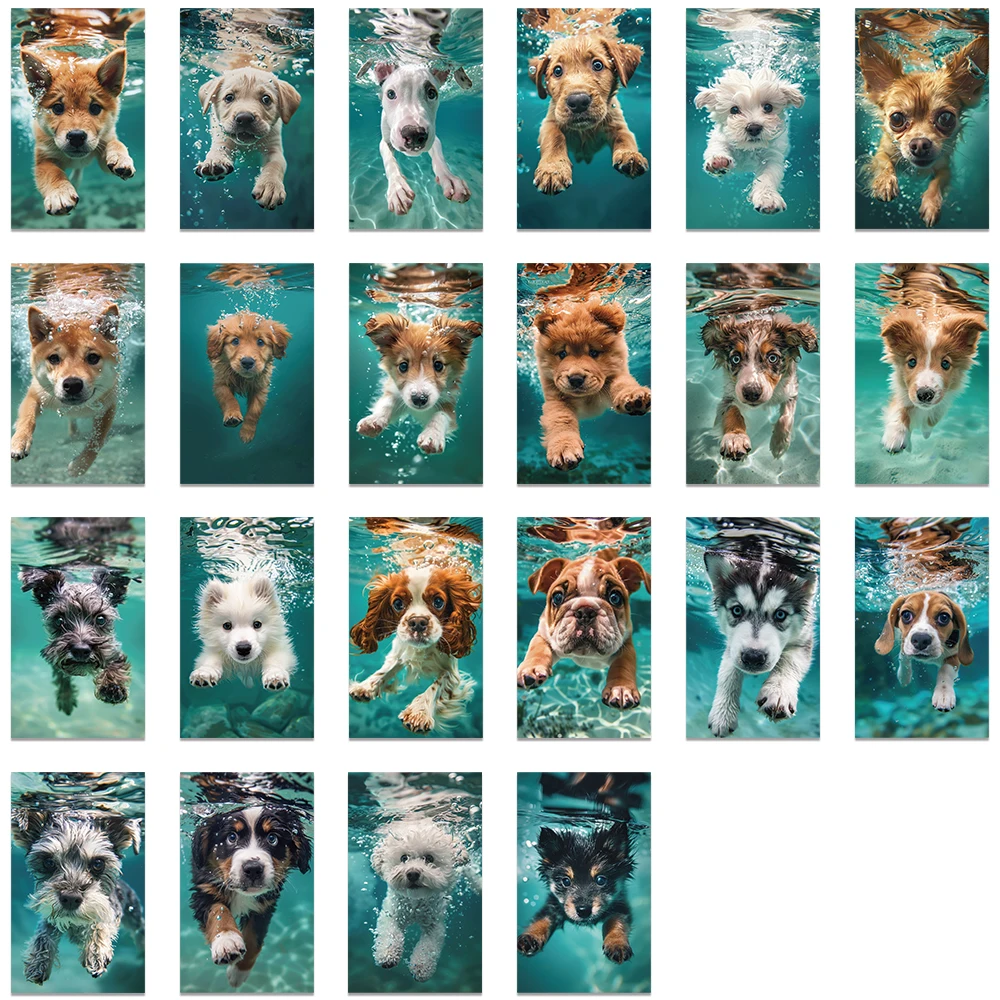 50pcs Funny Cute Animals Aesthetic Swimning Dogs Stickers Decals For Laptop Water Bottle Luggage Notebook Waterproof Graffiti