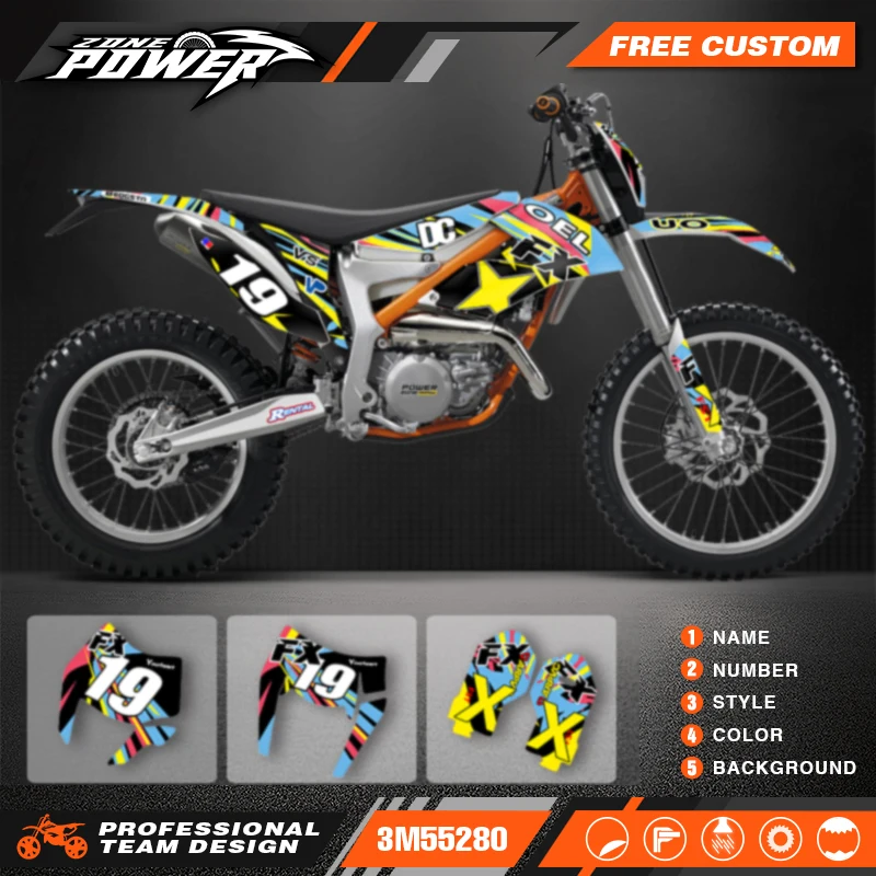 Powerzone Custom Team Decals Stickers Kits for KTM 2012-2017 2018 2019 2020 2021 FREERIDE 250 300 Customized Number 21