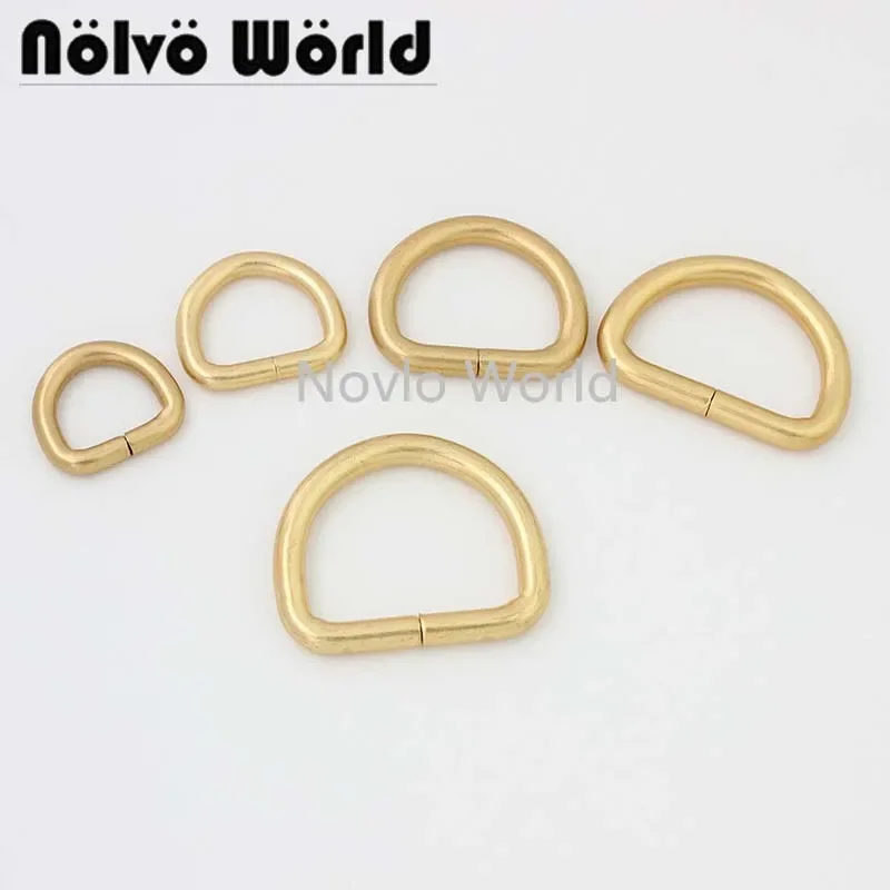 20-100pcs 7 size 13-16-19-26-32-38mm Satin Gold color DEE ring,repair luxury women bags purse strapping d rings