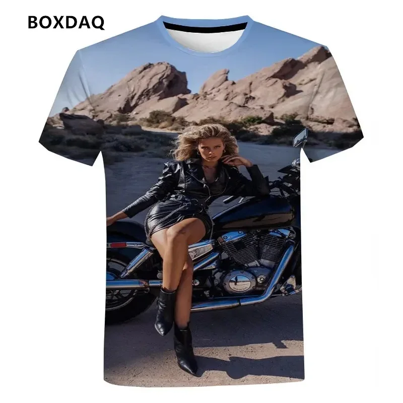 Hot Male/female Fashion Casual Summer Motorcycle Pattern 3D Printed Short Sleeve T-shirt Hip Hop Men Loose Top Street Motorcycle