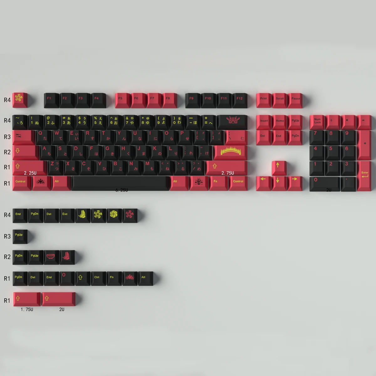 PBT Keycaps for Mechanical Keyboard 136 Keys Red Black Color Other Shore Flower GMK Clone Japanese Dye Sub Cherry Profile GK61