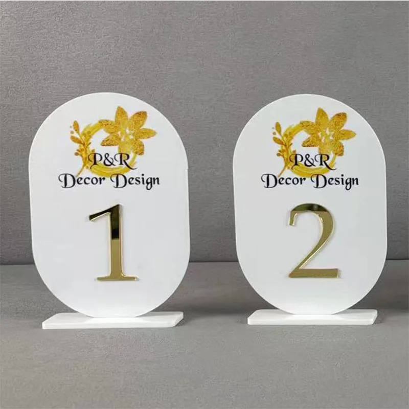 Black and White Acrylic Oval Table Number Party Event Table Decor Acrylic Table Numbers 3D Table Signs Wedding Signage