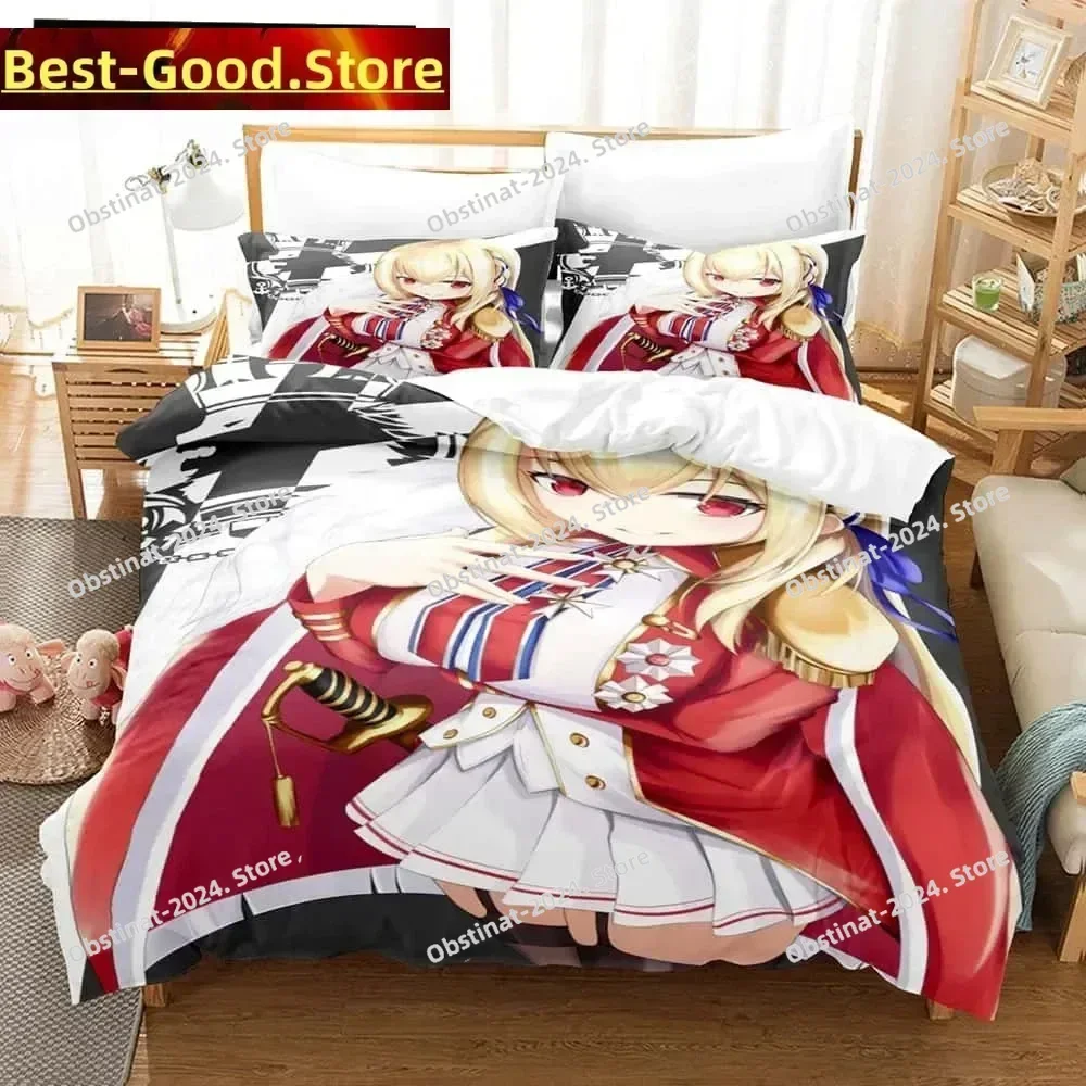 3D Print Anime - Azur Lane Bedding Set Printed Bed Set With Pillowcase Bed Duvet Cover Soft Single Double Queen Super King Size