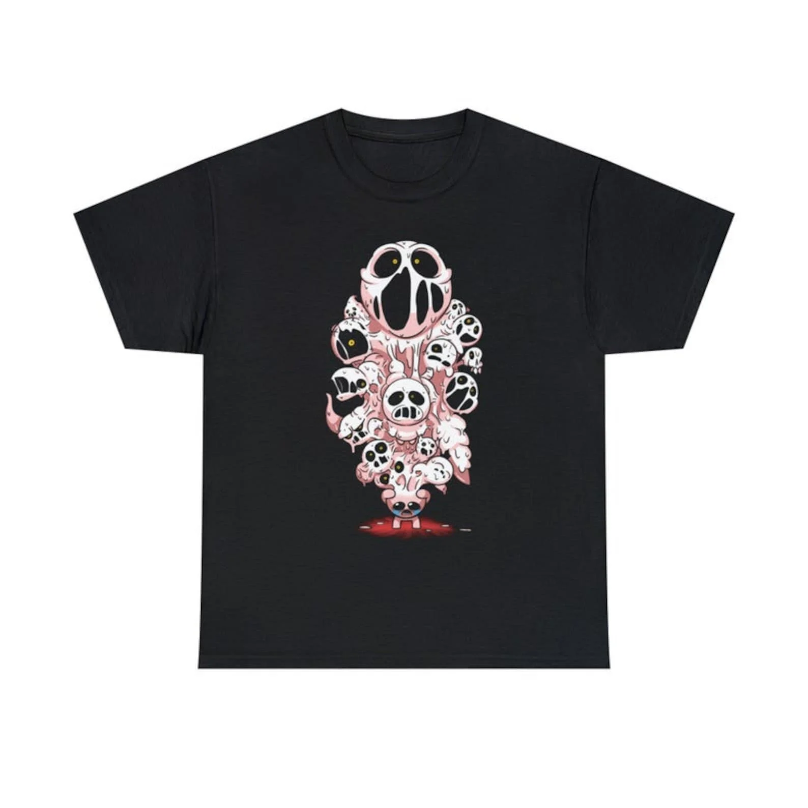 Vintage Streetwear Black Custom Graphic T Shirt The Binding of Isaac Indie Gaming Unisex Cotton Retro Video Game Casual Tee