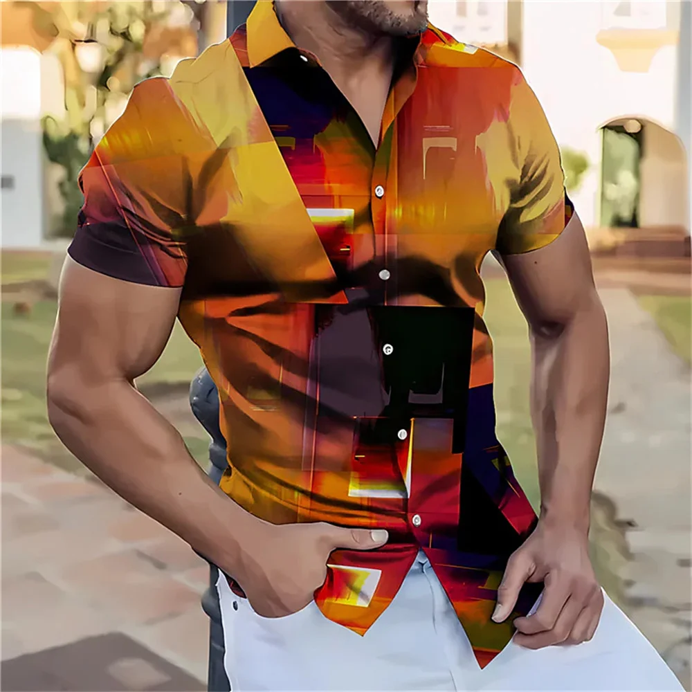 

Designer Casual Men's Short Sleeved Male Hawaii Shirt Vintage Western 3D Print Retro Casuais Camisas Blouse Men Clothing Cadiz