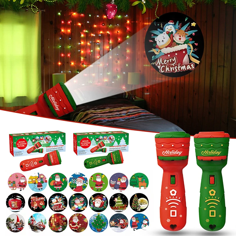 

Christmas Flashlight Projector 21 Different Patterns Santa Xmas Tree Early Learning Education Juguete Toy for Kids Holiday Gift