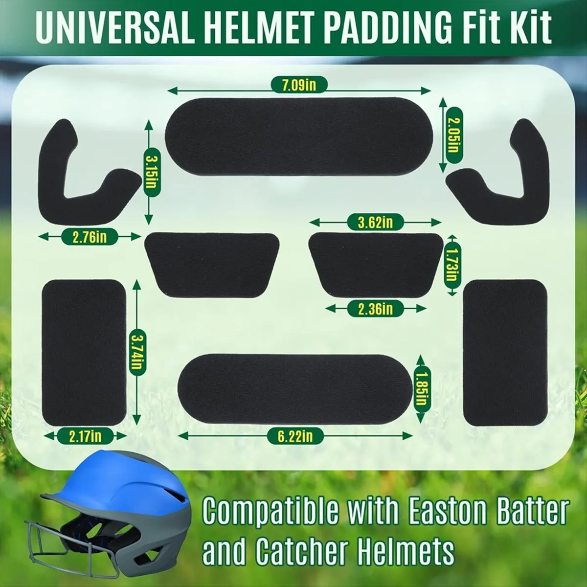 NEW Universal Helmet Padding Fit Kit for Batting and Catchers Helmets, Replacement Pads for Baseball/Softball Players
