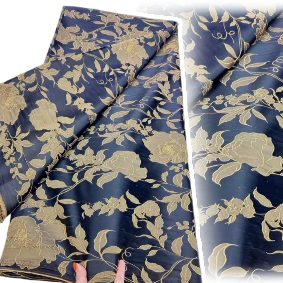 

Оптовая продажа нигерийских кружевных тканей 2026: Роскошная африканская жаккардовая парча длиной 5 ярдов для пошива семейных и выпускных платьев 2355