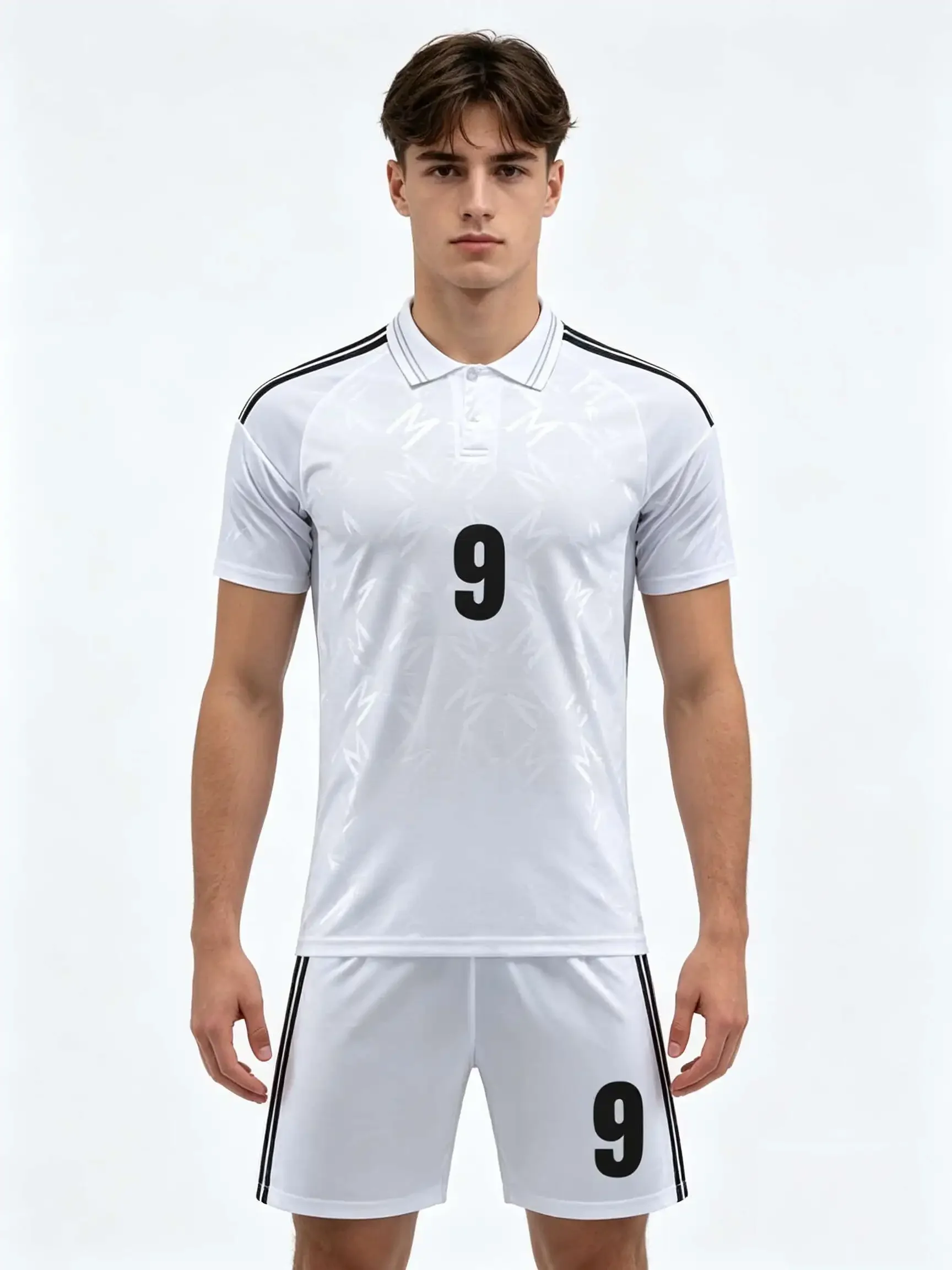 26/27 Unisex Blank Soccer 2‑Piece Set, Kids Adults Parent‑Child Kit, Custom White No. 9 for  7114 School Outdoor Team Sports