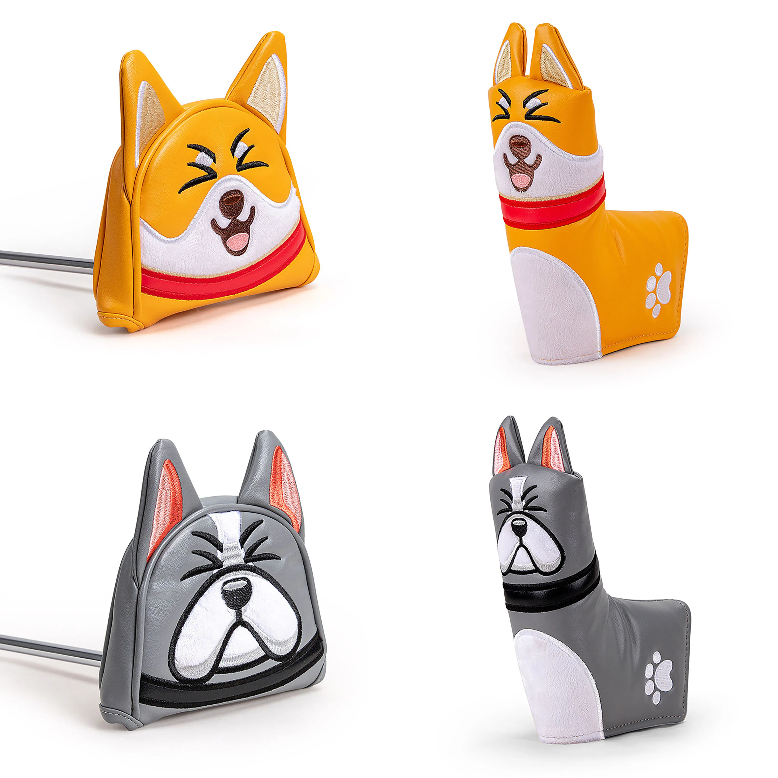 Cute Dog Golf Putter Covers for Mallet Blade Magnatic Type Lovely Dog Cartoon Animal Decorate Golf Life Mascot Novelty Cute Gift