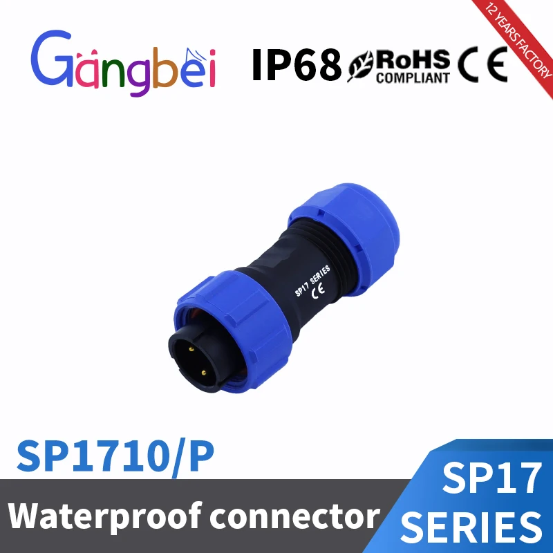 Gangbei-Waterproof Cable Connector Plug and Socket, Male and Female Plug, SP16, SP17, IP68, 2, 3, 4, 5, 6, 7, 9, 10 Pin