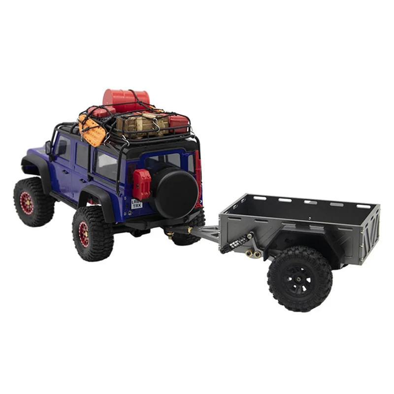 車用の黒い金属製トレーラー,トラックトラック用の装飾部品,trxas trx4m,scx24,1/18, 1/24