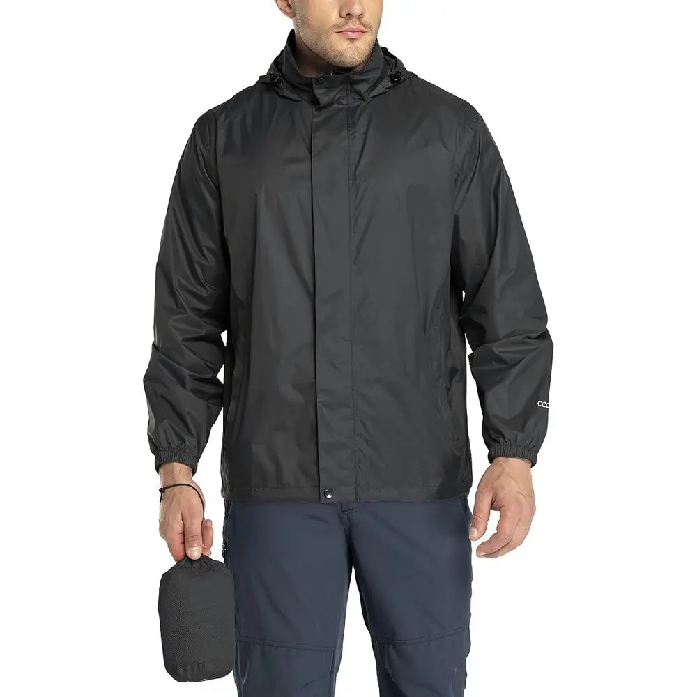 

Lightweight Waterproof Raincoat with Hood for Men, Packable and Suitable for Cycling