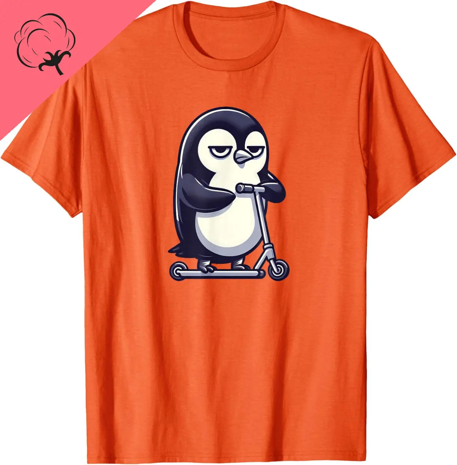 스쿠터 티셔츠에 만화 지루한 펭귄 남성과 여성 반팔 커플 Kawayi Y2k 그래픽 T 셔츠 코튼 티
