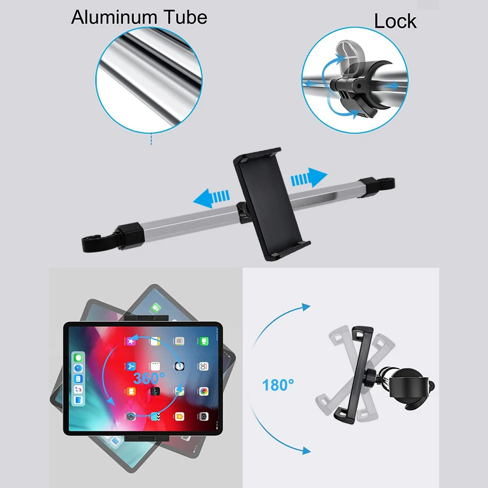 OUTMIX Uchwyt samochodowy na tablet do iPad Pro 12.9, mocowanie do zagłówka fotela, zacisk do tabletu Samsung Galaxy Tab S7 Plus — zdjęcie produktu 5