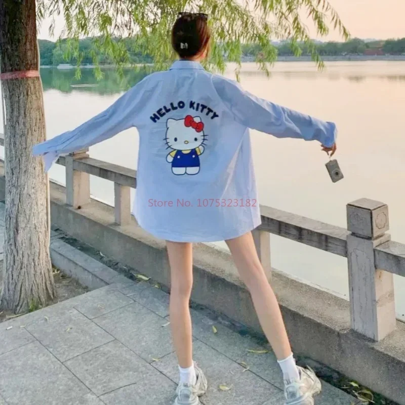 2024 Sanrio New Printed Long-sleeved Pajamas Women Hellokitty Summer Casual Shorts Set Of Homewear Woman\'s Clothing Girl Gifts