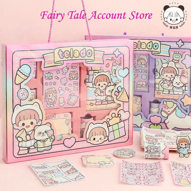 telado duoduo gift box for children hand account grupo notepad stickers and paper tape soft cute 01