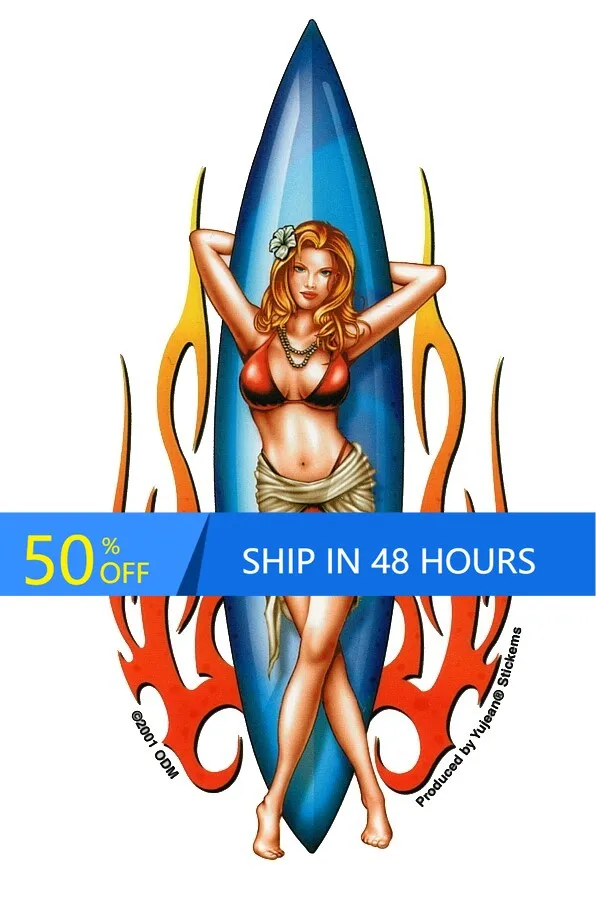 

REDHEAD Bikini SURFER Pinup Trendy Bumper Motor Home Laptop Camper Van Waterproof Vinyl Decal Sticker Vintage Cute