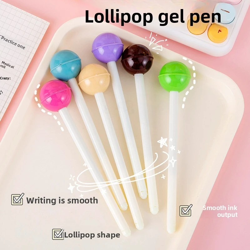 

12 Pcs Lollipop Styling Pen Creative Neutral Pen Primary School Student 0.5mm Brush Question Writing Supplies