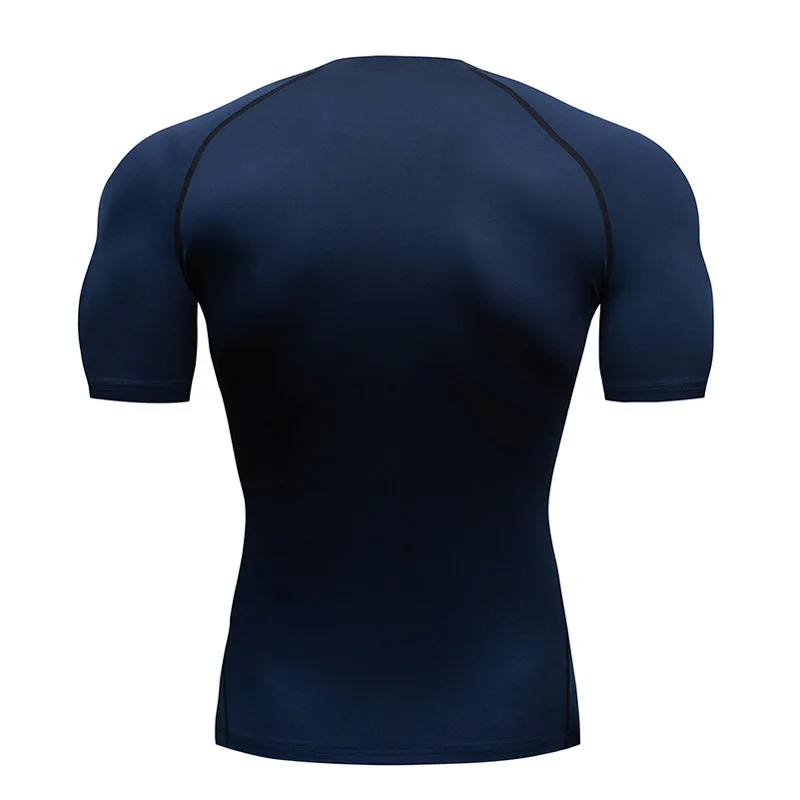 2099 Men's T-shirt Compression Shirt Short Summer Casual Top Fitness Sports Navy Blue Quick dry Sportswear Gym Men's Clothing