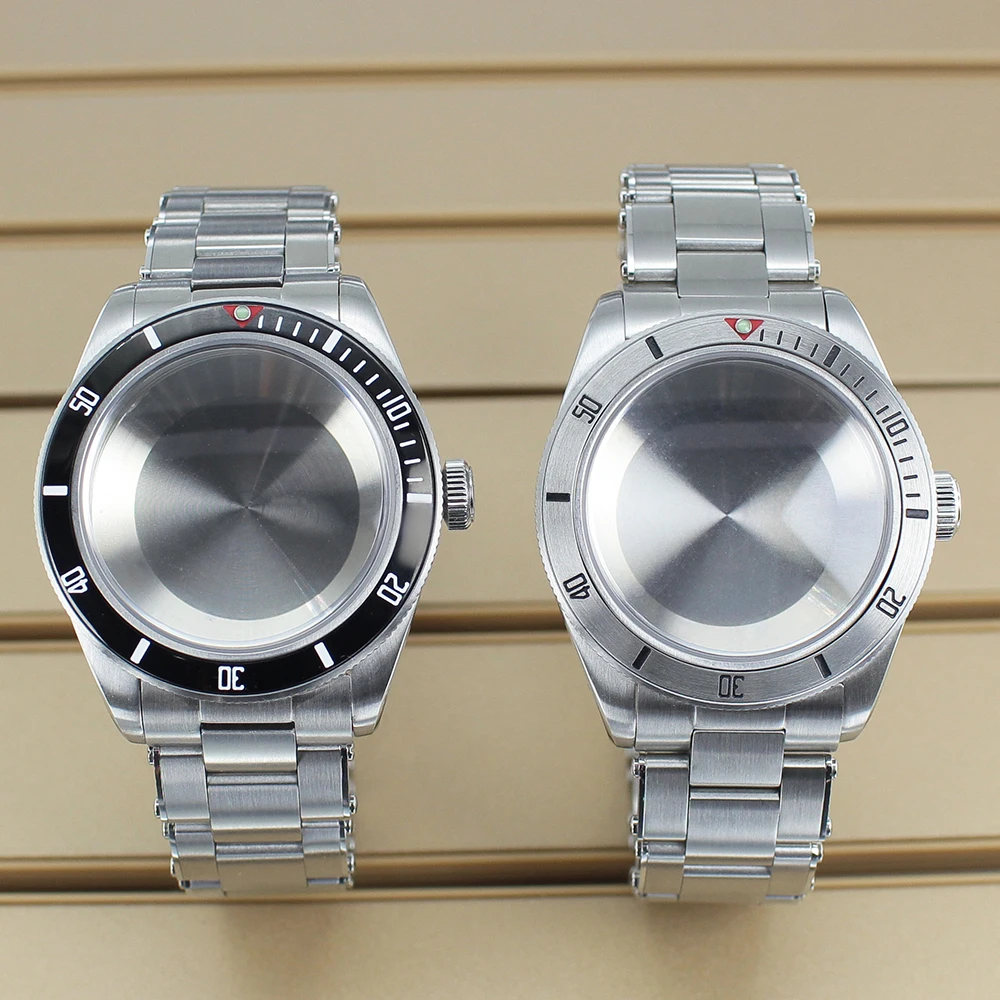 

38.8mm Vintage Watch Case 316L Steel Case Sapphire Glass Brushed steel bracelet For Seiko NH35 NH36 NH34 NH38 Movts 28.5mm Dial