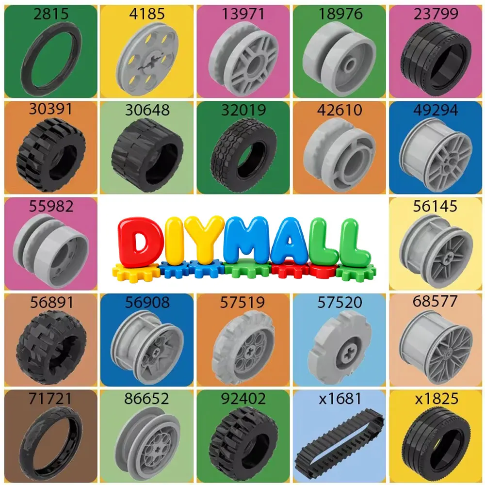 

MOC 50g Car Tire Wheel Parts Kit 8-Size Technical Building Block Tires 2815/4185/30391 Model Vehicle DIY Accessories for Adults