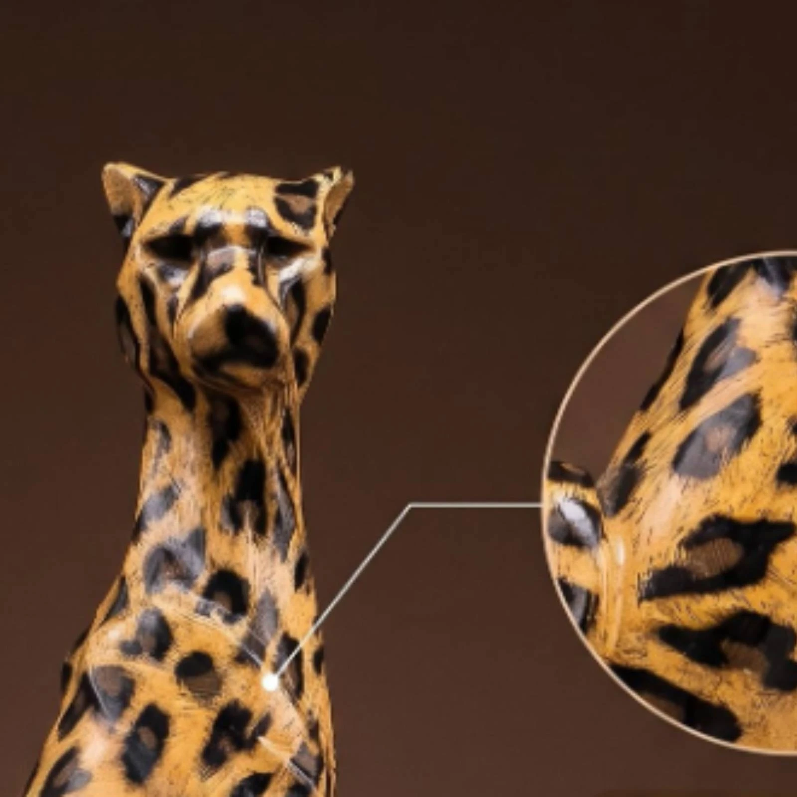 Leopard Figurine Spotted Leopard Statue Home Decor Item Tan and Dark Brown Modern for Table Display