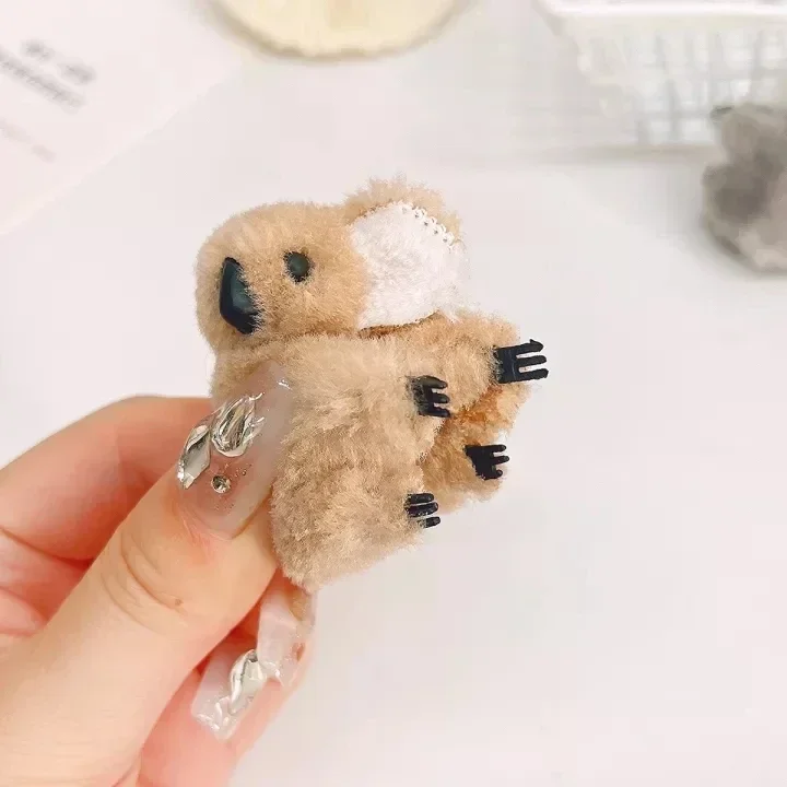 Cartoon Plush Koala Bear Hair Clips for Women Girls Cute Animal Hairpins Hair Claw Side Bangs Clip Barrettes Hair Accessories