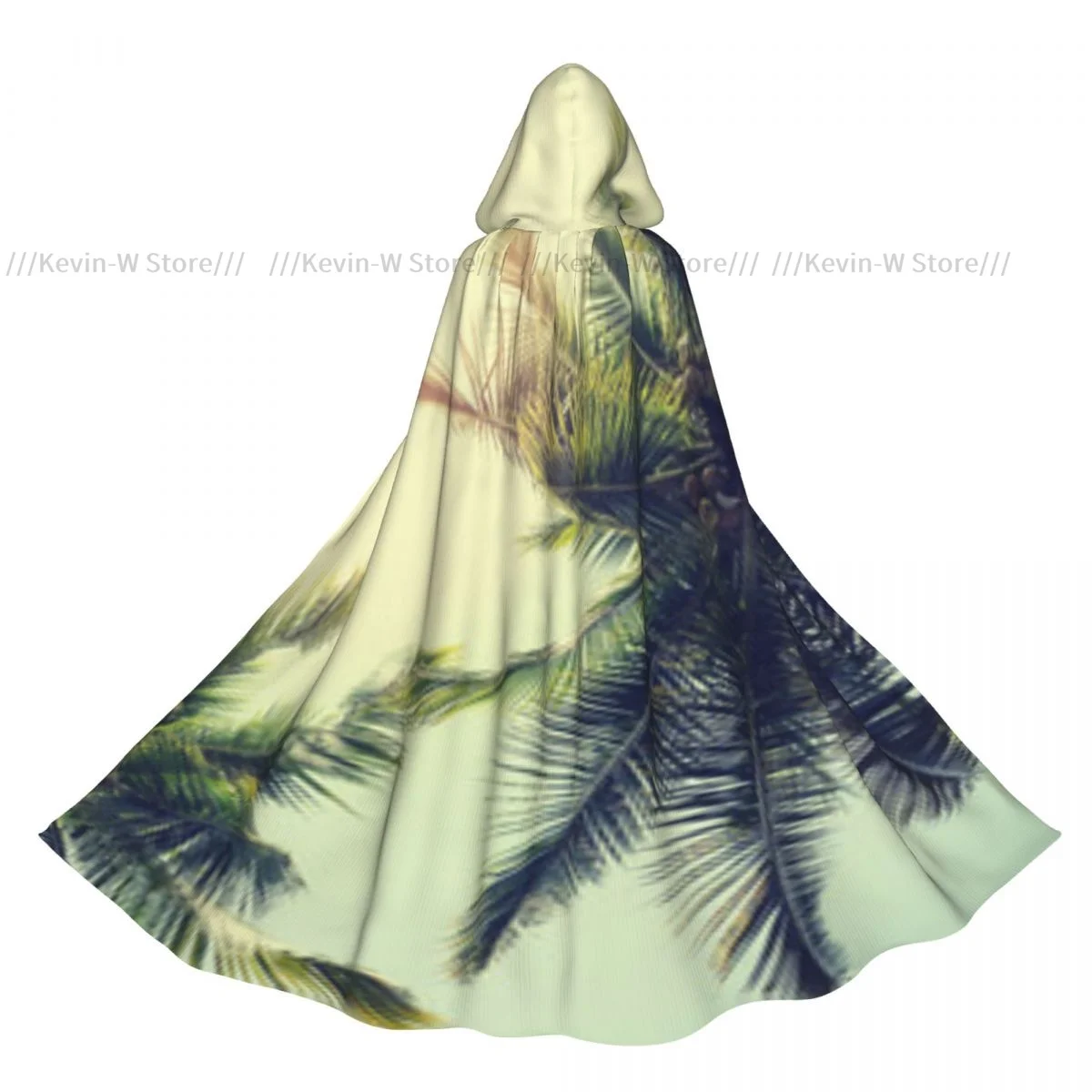 

Винтажный природный кокосовая пальма на тропическом пляже, плащ с капюшоном, полиэстер, унисекс, накидка ведьмы, аксессуар для костюма